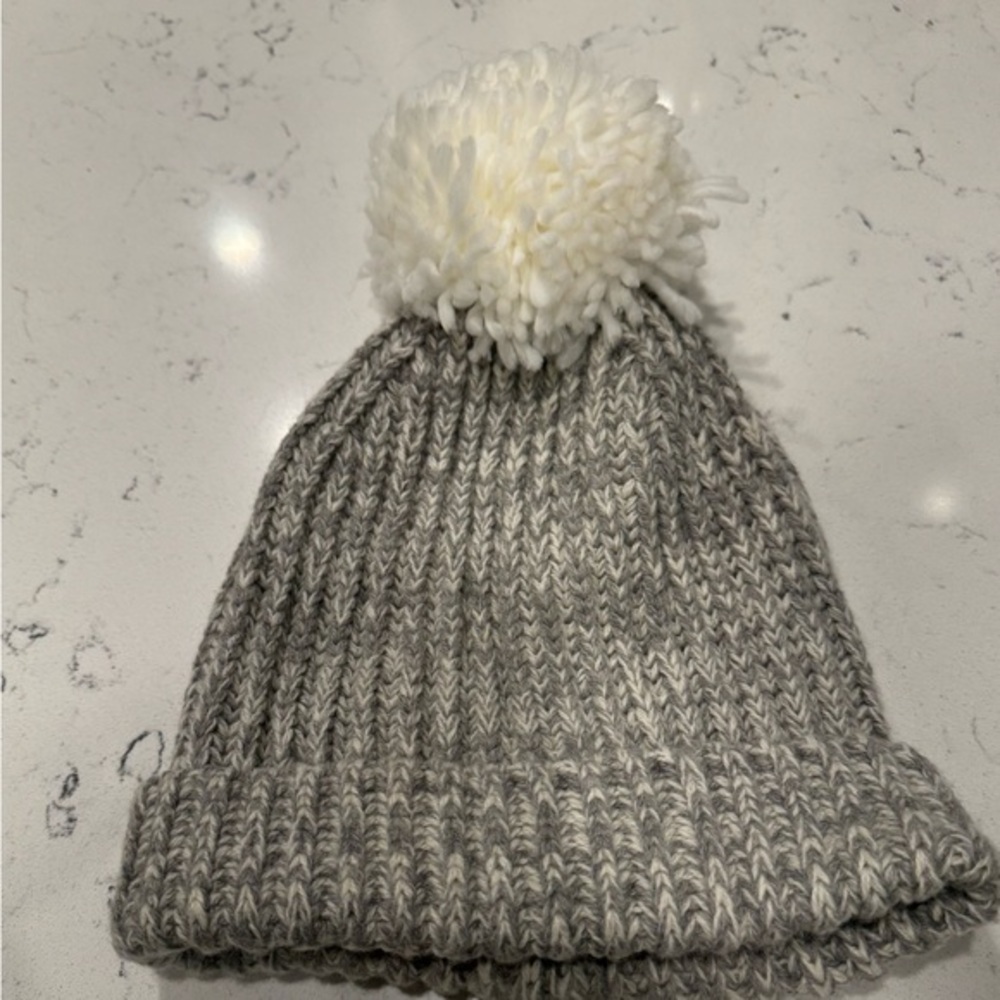 NWT J. Crew Women’s grey Pom Pom beanie wool and acrylic